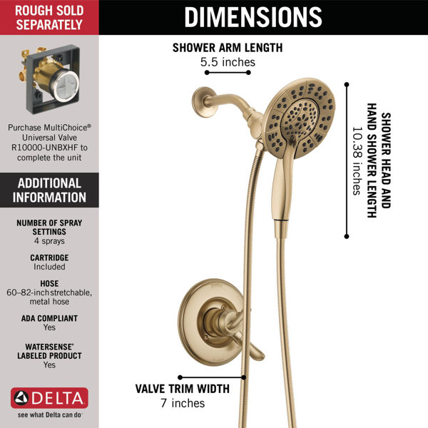 Delta Faucet Ashlyn 17 Series Dual-Function deals Shower Trim Kit with 2-Spray Touch-C